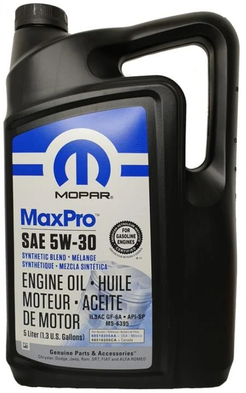 Масло моторное Chrysler/Mopar MaxPro 5W-30, 5л (68518205AA)