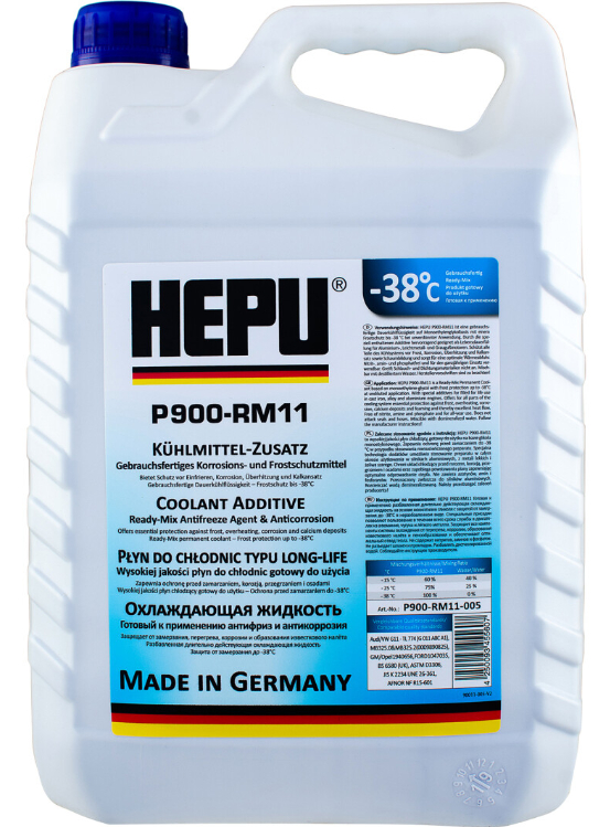 Антифриз HEPU G11 синій, концентрат, 5л (P999005)