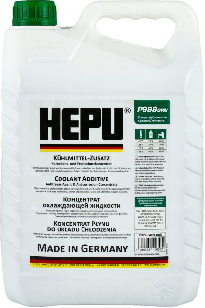 Антифриз HEPU G11 концентрат, 5л (P999GRN005)